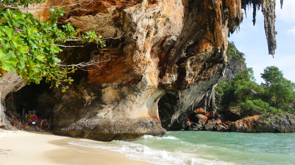 An island cave reveals offerings at high tide