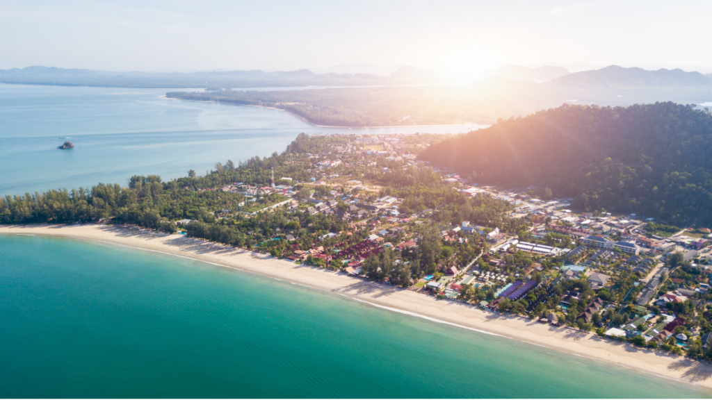 Dramatic aerial view of the Klong Dao Beach area on Koh Lanta