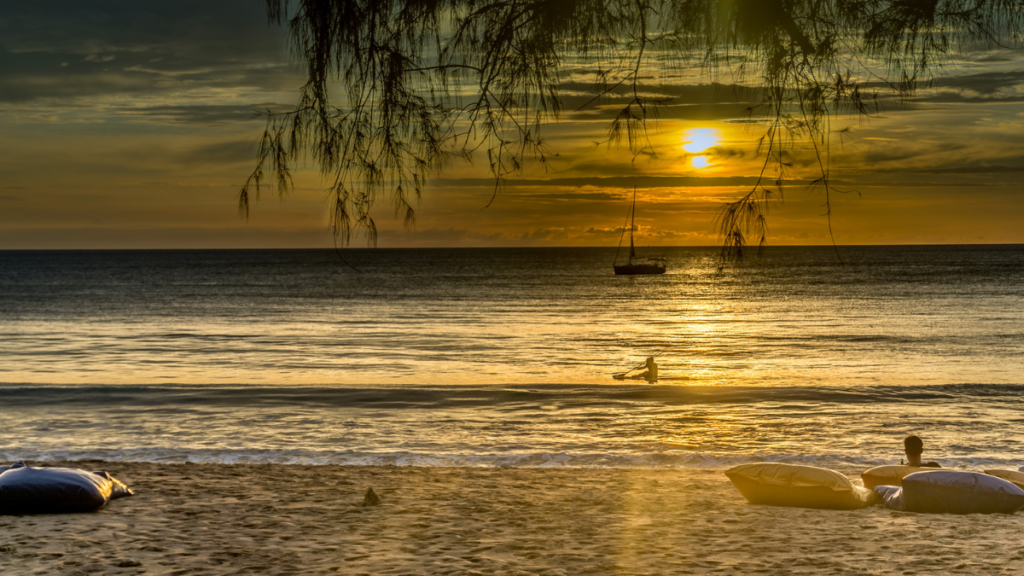 Orange sunset from a Koh Lanta beach